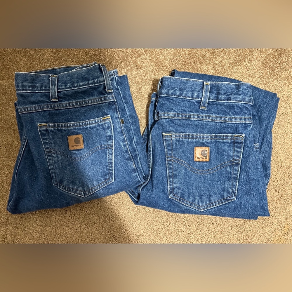 *2 Pair* Carhartt B17-DST Relaxed Fit Jeans Mens Sz 33 x 34 Very Good Condition
